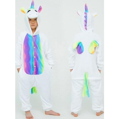 Newest Unicorn Flannel Children Pajamas Sets Winter Hooded Animal Stitch Kids Pajamas For Boys Girls Sleepwear Onesies Homewear