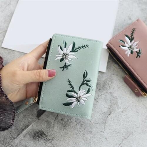 Luxury Wallet Womens Print Flower Short Wallet For Woman Zipper Mini Coin Purse Ladies Small Wallet Female Leather Card Holder
