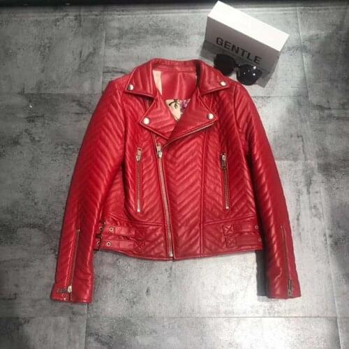 Solid women coat spring and autumn 2021 new arrival genuine leather jacket thick warm Star pattern clothes colorful linner