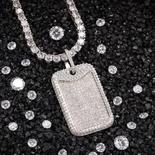 Hip Hop Prong Setting AAA CZ Stone Bling Ice Out Geometric Square Pendants Necklace for Men Rapper Jewelry Drop Shipping