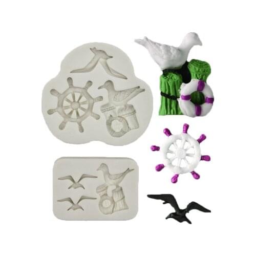 Sailboat Anchor Seagull Silicone Mold Fondant Mould Cake Decorating Tools Chocolate, Gumpaste Molds, Sugarcraft Gadgets H930