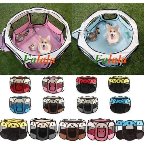 Portable Folding Pet Tent Dog House Octagonal Cage For Cat Tent Playpen Puppy Kennel Easy Operation Fence Outdoor Big Dogs House