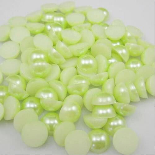 Light Green Color ABS Half Round Flatback Imitation Pearls Beads For DIY Decoration