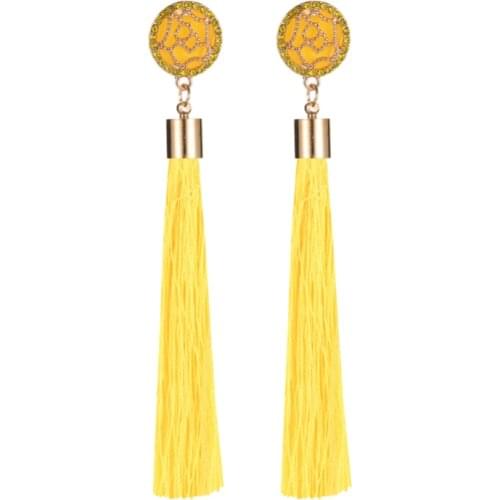 Hollow Rose Bling Starry Clear Crystal Red White Yellow Blue Pink Purple Silk Thread Alloy Drop Dangle Earrings For Women