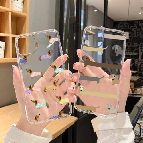 Cartoons Dachshund Bulldog Phone Case Transparent for iPhone 11 12 mini pro XS MAX 8 7 6 6S Plus X 5S SE 2020 XR