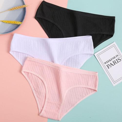 Q Womens Underwear Fashion Sexy Low Waist Briefs Cotton Solid Color Stripe Female Panties Lignire Ladies Underpants