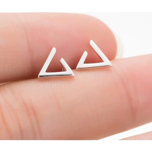 Shuangshuo 925 Sterling Silver Earrings Fashion Hollow Triangle Stud Earrings for Women Girls Wedding Engagement Jewelry Gift