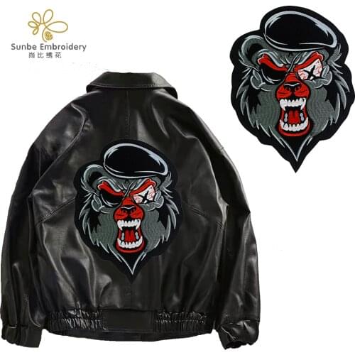 Wolf Head Iron on Patches for Clothing T-shirt Decoration DIY Embroidery Animal Applique Badge