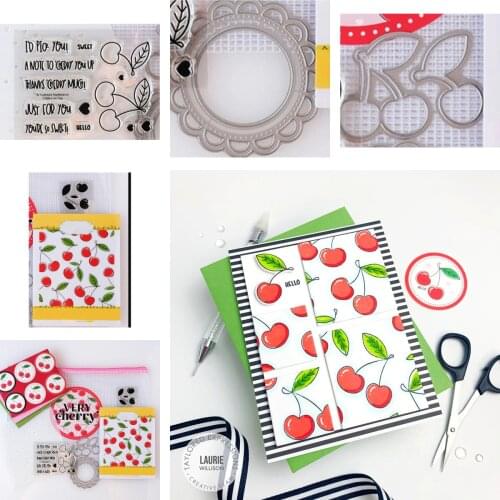 Fruit Cherry Wreath Cutting Dies and Stamps Scrapbook Diary Decoration Stencil Embossing Template DIY Greeting Card Make Albums