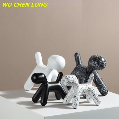 WU CHEN LONG Abstract Spot Dog Art Sculpture Nordic Creative Arts Animal Luxurious Statue Resin Crafts Home Decoration R5393