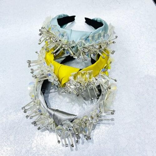 Womens Headband In Baroque Style, Fashionable Headband With Crystals And Gems In Korean Style, Elegant Hair Accessory With Pear