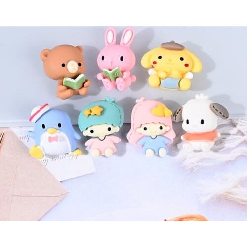 10Pcs Kawaii Cartoon Animals Flat back Resin Cabochon Scrapbooking Crafts Fit Phone Decoration DIY Hair Bows Center Accessories