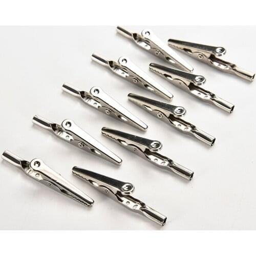 10Pcs/lot 52mm Stainless Steel Alligator Crocodile Test Clips Cable Lead Screw Fixing Use In Stereo Applications