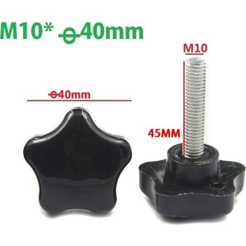 20pcs/LOT M10x45mm Male Thread Bakelite 5 Star Shaped Head Diameter 40mm Lathe 5Star Knob Grips Clamping Screw Knob M10XD40X45