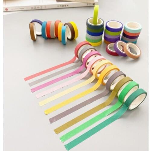 40 pcs/set Rainbow Candy Color Paper Washi Tape Set Decorative Adhesive Tapes DIY Color Masking Tape School Supplies Papeleria