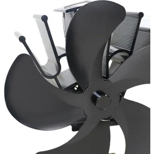 5 Blades Heat Powered Stove Fan Quiet Eco-Friendly for Pellet Burner Fireplace