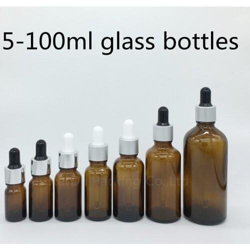 5ml-100ml amber Glass Bottle With Dropper Essential Oil Bottle, High quality 30ml 50ml Perfume bottle
