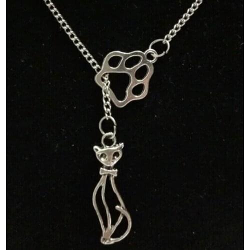 5 pcs Fashion Dog cats bear palm prints Cat Charms Pendant Necklace Sweater Chain Women Jewelry Gifts