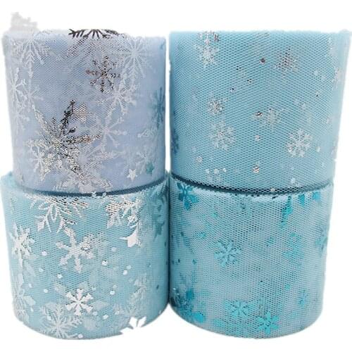 6cm*25yds Organza snow flower Tulle Roll Spool Fabric Ribbon DIY Tutu Skirt Gift Craft Party Wedding Party Decoration