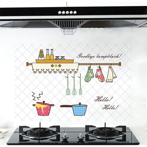 60*90cm Kitchen Wall Stickers Aluminum Foil Waterproof Oilproof Self-adhesive Kitchen Stove Cabinet Wall Tile Sticker Home Decor