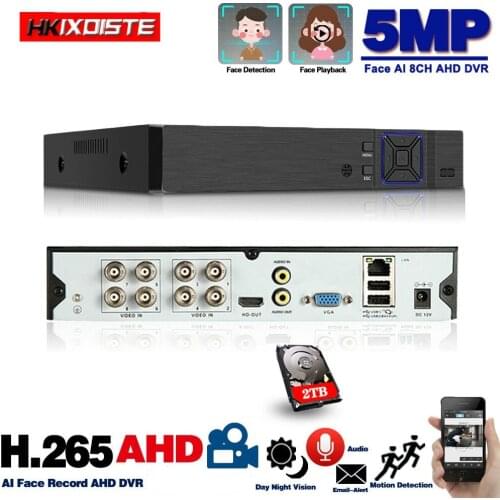 8 Channel AHD Video Recorder H.265 5MP 4MP 1080P 5 in 1 Hybrid DVR 8ch Wifi XVi TVi CVI IP NVR For Home CCTV Camera Surveillanc