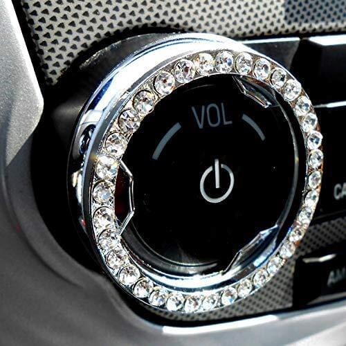 Car Auto sticker Decorative Accessory Automobiles Start Switch Button crystal Diamond Rhinestone Ring for cars Silver Blue Pink