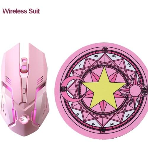 2.4G Bluetooth Wireless Pink Mouse Mute Rechargeable Computer Mause 7 Button 2400DPI Backlight Gaming Mice For PC Laptop Girl