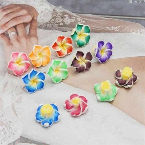Julie Wang 10PCS Flower Beads Yellow Polymer Clay Spacer Beads Random Color Necklace Bracelet Jewelry Making Accessory