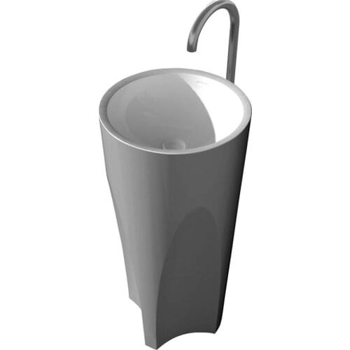 Corian Bathroom Pedestal Wash Basin Freestanding Solid Surface Matt Sink Cloakroom Vanity Wash Sink RS38314