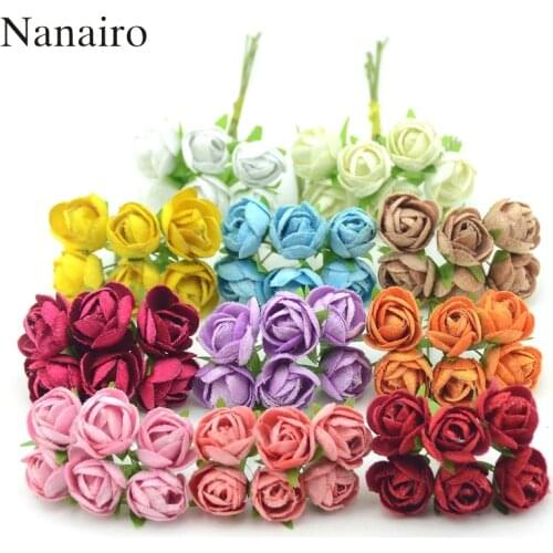 6pcs Silk Flower Artificial Flowers Head Artificial Bud Flower Wedding Decoration Wreaths Wedding Car Decoration Decoration