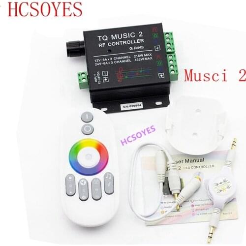DC12V 24V 18A 6x3A Music 2 Controller LED RGB Music Sound Sensitivity Controller with RF Wireless Remote for RGB LED Strip