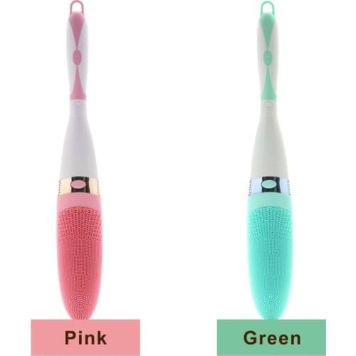 Electric Silicone Bath Brush Body Cleansing Vibration Home Long Handle Waterproof PSE IPX7 Cleaning 2 AA Batteries Uoodi