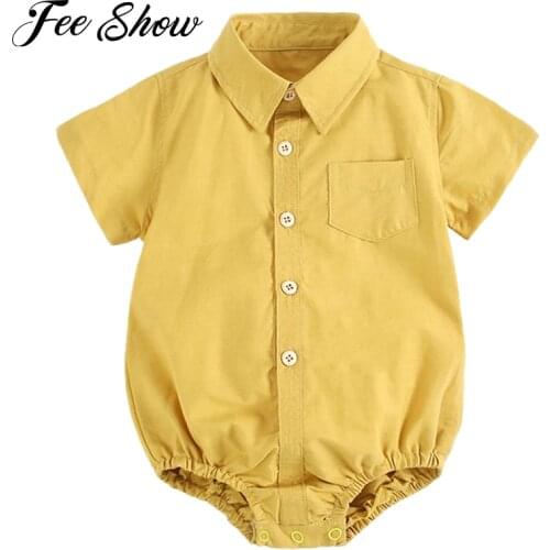FEESHOW summer style baby clothing Gentleman suit boys newborn clothes baby cotton rompers jumpsuit body infant clothing