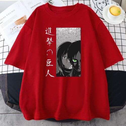 Japannese Attack On Titan Prints Womens T-Shirt Harajuku Style T Shirt Summer Hot Sale Tee INS Trendy Short Sleeves Tops Women