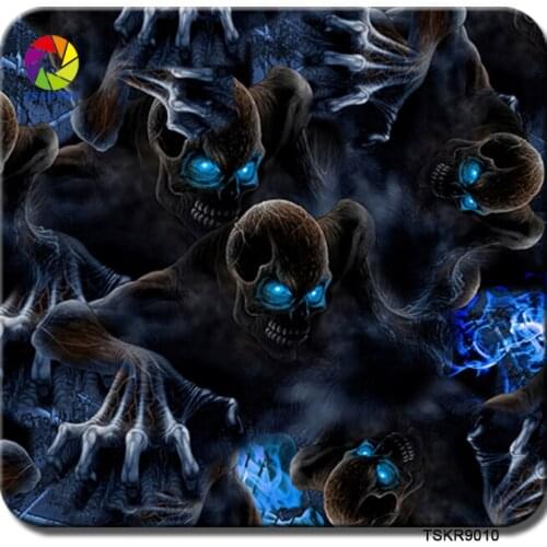 Hot sale TSAUTOP Water Transfer Printing Film Size 0.5m x 2m/10m Hydro Transfer Film Blue Skull Hydrographic Film WDF9010B
