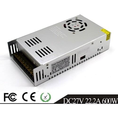 Single Output Switching Power Supply 600W 27V 22.2A Driver Transformers AC110V 220V TO DC27V SMPS for Led Lamp CCTV 3D Printer