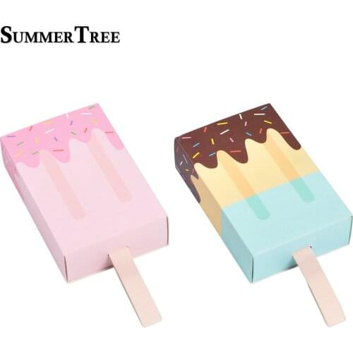 50pcs DIY Ice Cream Candy Box Treat Children Birthday Popsicle Candy Box Wedding Favors Gifts Birthday Party Supplies