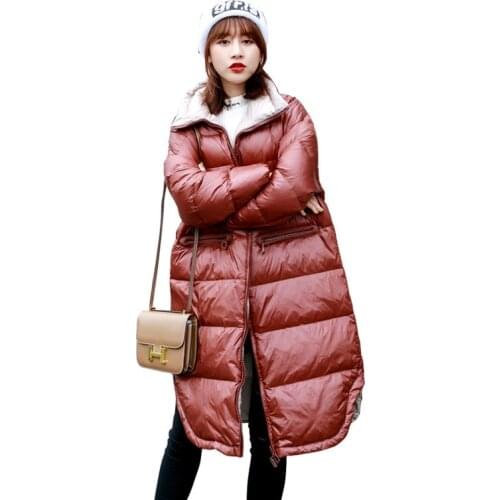2019 Winter Jacket Women Loose Long Down Coat White Duck Down Jacket Thick Warm Female Down Parka Overcoat M365