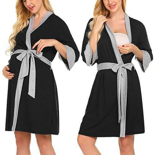 Summer Maternity Pajamas Robe Nightgown Pregnancy Breastfeeding Nightdress Nursing Dress Pregnant Women Wrap Sleepwear Nightwear