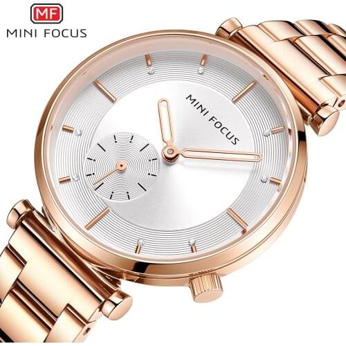 MINIFOCUS Women Watches Rose Gold Stainless Steel Strap Waterproof Watch Brand Luxury Fashion Casual Quartz Ladies Wrist-watch