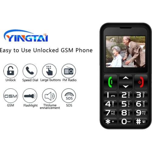 YINGTAI Mobile Phone Russian keyboard 2.2inch FM GSM Dual SIM louder speaker Feature Elderly Phone SOS button Senior Cellphone