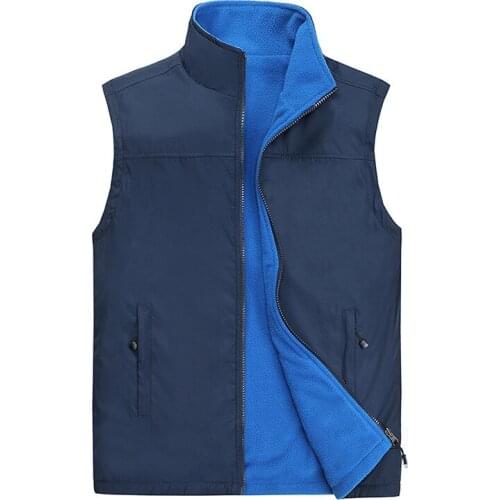 Mens Vest Fleece Thick Waterproof Stand Collar Zipper Sleeveless Jacket For Mens Autumn Winter Casual Warm Vests Clothing