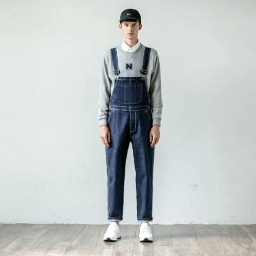 Mens Denim Overalls, Loose one-piece tooling Straight pants, Elastic Large size XXL 3XL Suspenders Jeans for Men