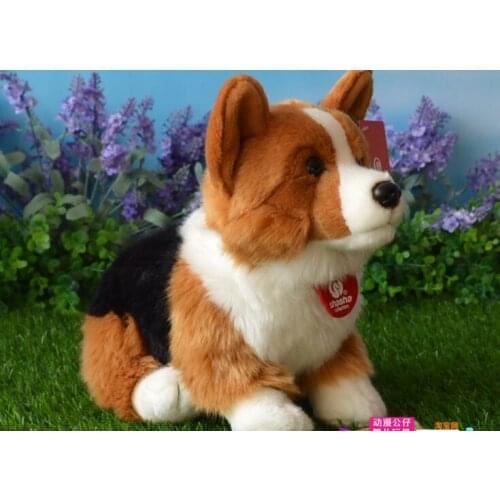 About 30cm squatting colourful welsh corgi dog plush toy soft doll Christmas gift b0104