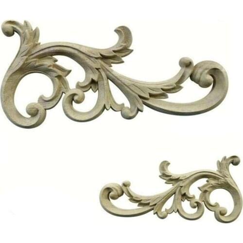 J2 -26x12cm Wood Carved Corner Onlay Applique Unpainted Frame Door Decal Working carpenter Decoration
