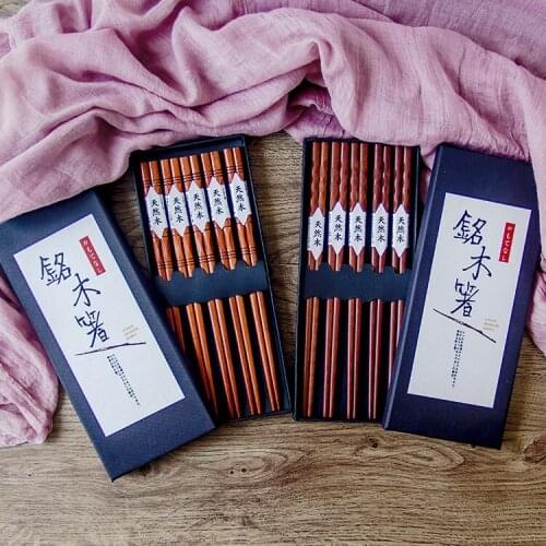 Hot New Japanese Household Wooden Tableware Excellent Five Wood Chopsticks Chinese Chopsticks Gift Box