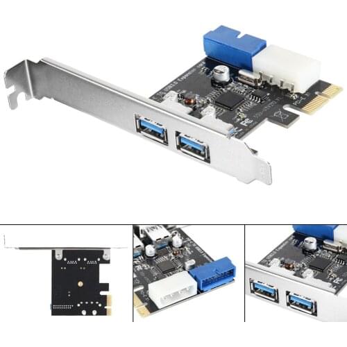 New 2 Ports 5Gbps PCI-E to USB 3.0 Expansion Card Adapter for Win XP / 7/8/10 AC328 QJY99