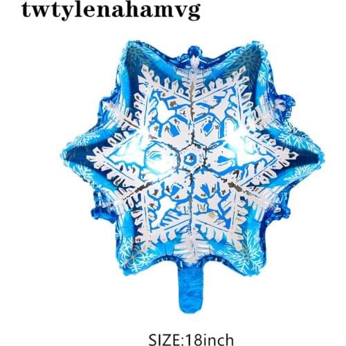 New Snowflake Pattern Blue and White Christmas Decoration Foil Toy Balloon New Year Childrens Birthday Party Self-sealed Ballon