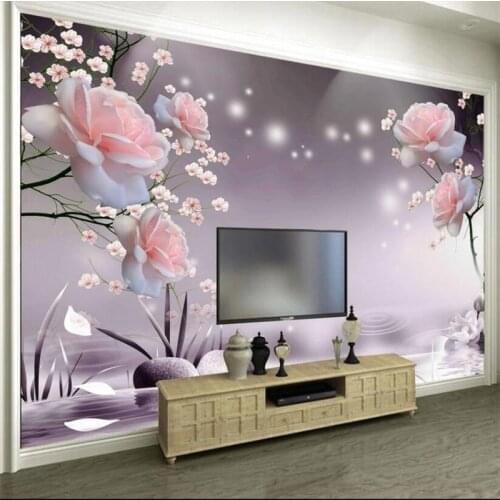 Custom wallpaper 3d mural beautiful rose TV background wall living room bedroom hotel decoration painting обои 3d papel de pared