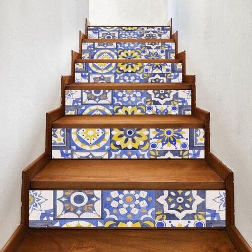 3D Abstract Flower Step Staircase Sticker New Decals Mural DIY Mandala Selfadhesive Waterproof Poster Renovation For Home Decor